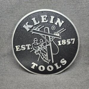 Vintage Klein Tools Metal Sign Lineman Logo Est. 1857 Round Tin 17.5 Wall Decor